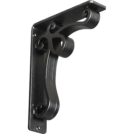 Ekena Millwork Orleans Wrought Iron Bracket, (Triple center brace), Powder Coated Black 2"W x 7 1/2"D x 10"H BKTM02X07X10TOL